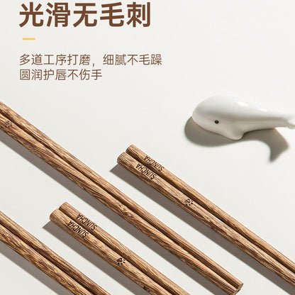 Two-gun chicken wing wood high temperature resistant children's chopsticks 6-12 years old non-slip baby special solid wood children's learning chopsticks short - image 3