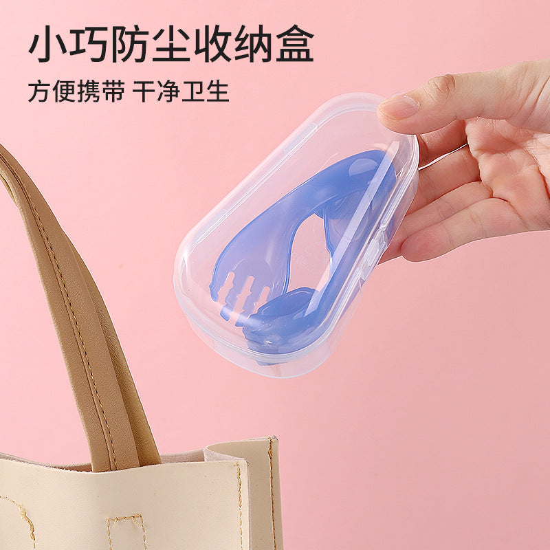 Baby eating training auxiliary spoon ingot spoon head bend handle training fork spoon self-feeding elbow auxiliary spoon fork - image 4