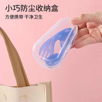 Baby eating training auxiliary spoon ingot spoon head bend handle training fork spoon self-feeding elbow auxiliary spoon fork - image 4