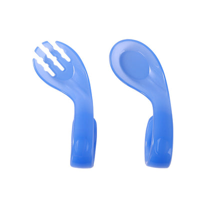 Baby eating training auxiliary spoon ingot spoon head bend handle training fork spoon self-feeding elbow auxiliary spoon fork - image 5