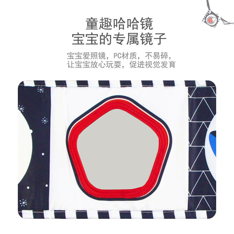 Baby Crib Hanging Cloth Book, Funny Mirror Cloth Book, Black and White High Contrast Early Education Baby Hand Book, Bed Hanging Toy, Cross-Border - image 3