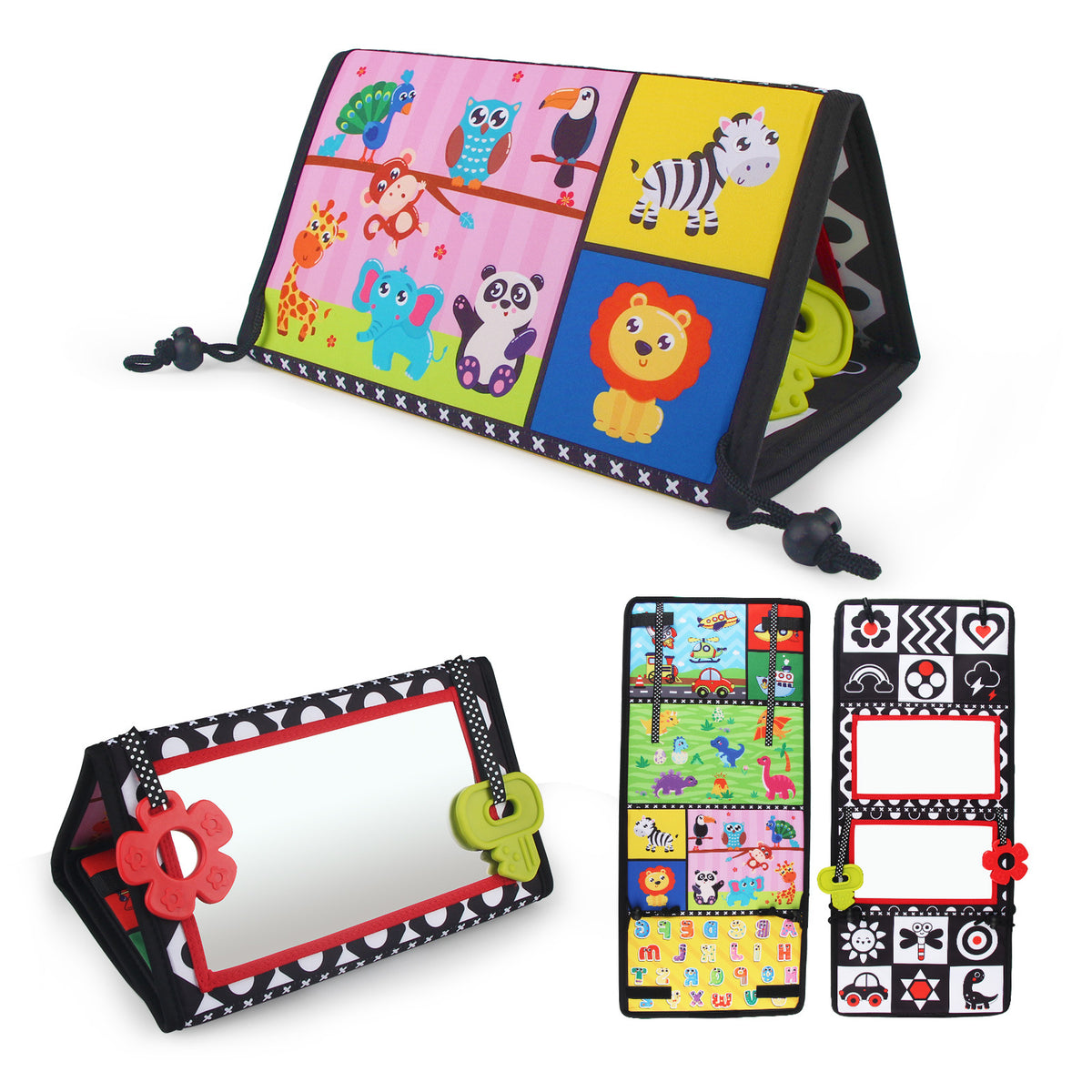New Hah Mirror Cloth Book Baby Mirror Cloth Book Four-fold Mirror Double-sided Mirror Foldable Hah Mirror Toy Pendant - image 1