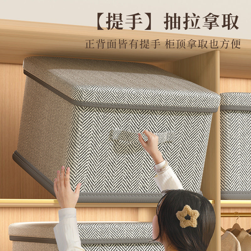 Clothes Storage Box Household Large Capacity Wardrobe Snack Toy Layered Finishing Artifact with Lid Folding Storage Box Basket - image 2