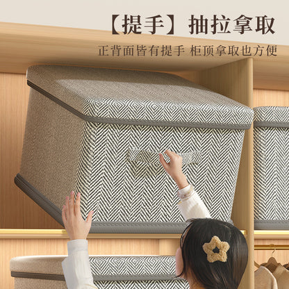 Clothes Storage Box Household Large Capacity Wardrobe Snack Toy Layered Finishing Artifact with Lid Folding Storage Box Basket - image 2