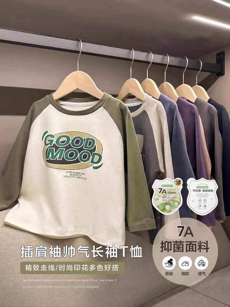 [7A Antibacterial] AINI Children's Printed Long-sleeved T-shirt with Korean Spring and Autumn Children's Wear Baby Crewneck Base Shirt - image 2