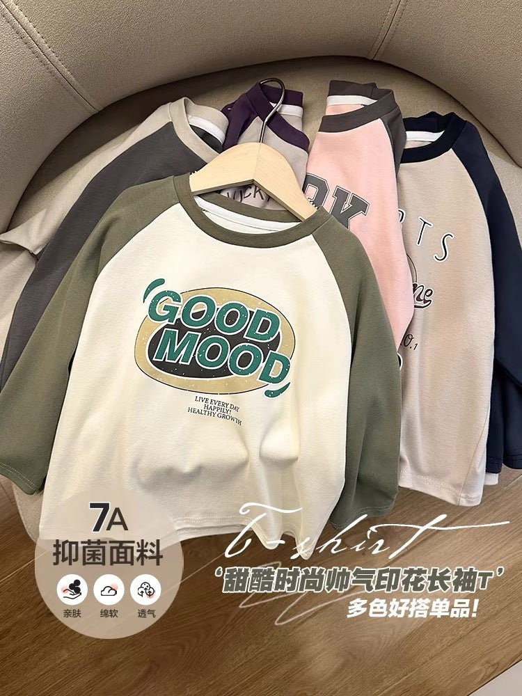 [7A Antibacterial] AINI Children's Printed Long-sleeved T-shirt with Korean Spring and Autumn Children's Wear Baby Crewneck Base Shirt - image 4