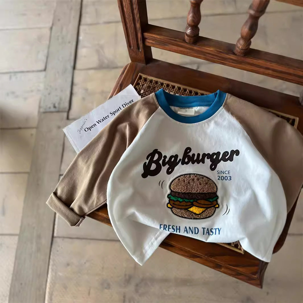 Children's Cartoon T-Shirt 2026 Spring and Autumn Cartoon Cotton T-Shirt for Boys and Girls Stylish Color-Blocking Raglan Sleeve Base Shirt Wholesale - image 3