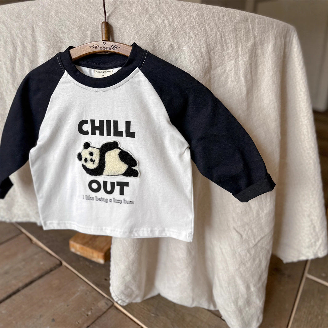Children's Cartoon T-Shirt 2026 Spring and Autumn Cartoon Cotton T-Shirt for Boys and Girls Stylish Color-Blocking Raglan Sleeve Base Shirt Wholesale - image 4