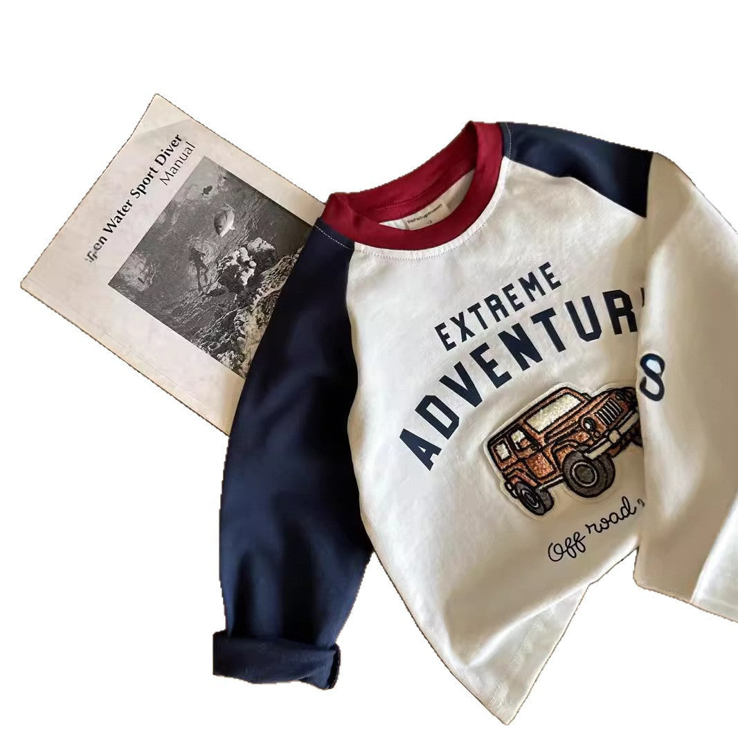 Children's Cartoon T-Shirt 2026 Spring and Autumn Cartoon Cotton T-Shirt for Boys and Girls Stylish Color-Blocking Raglan Sleeve Base Shirt Wholesale - image 5