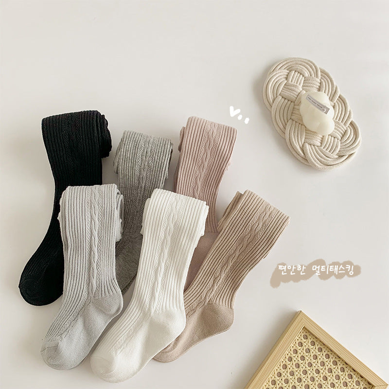 Korean style girls pantyhose children's leggings baby one-piece socks girls side twist light plate spring and autumn - image 1