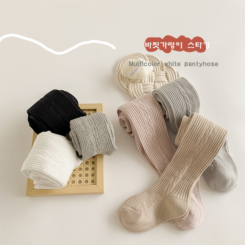 Korean style girls pantyhose children's leggings baby one-piece socks girls side twist light plate spring and autumn - image 3