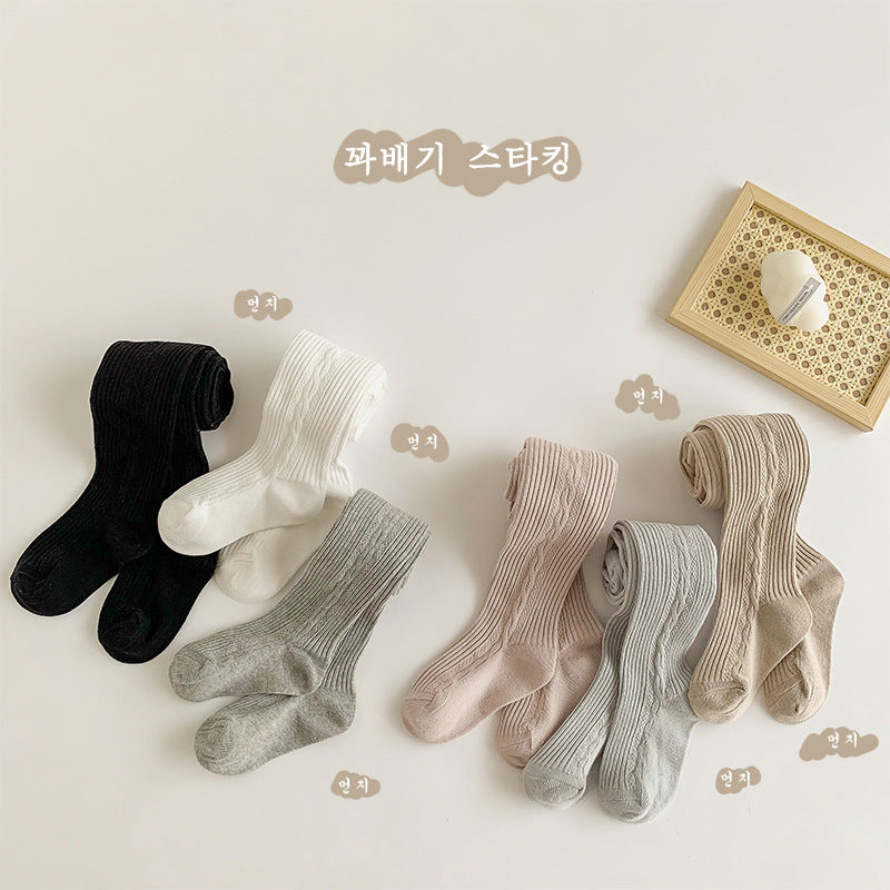 Korean style girls pantyhose children's leggings baby one-piece socks girls side twist light plate spring and autumn - image 4