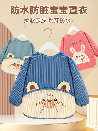 Baby's Overalls Children's Aprons Anti-Dressing Baby's Dining Bib Autumn and Winter Long Sleeve Waterproof Dirty-proof Boys' and Girls' Guard - image 1