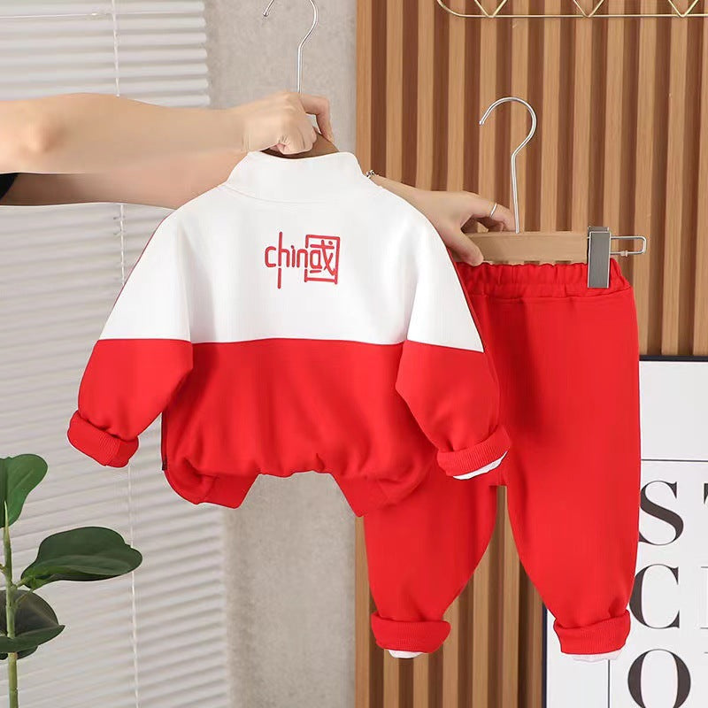 Children's suit Spring and Autumn Stylish Baby Clothes Spring and Autumn Baby Chinese Three-piece Handsome Baby Clothes - image 3