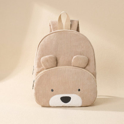 Corduroy animal-pattern backpack with a curved shoulder strap - view 2