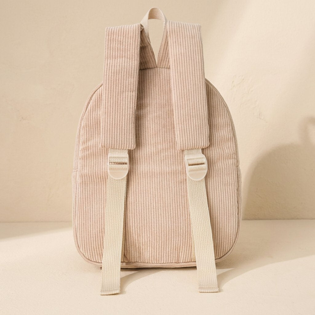 Corduroy animal-pattern backpack with a curved shoulder strap - view 3