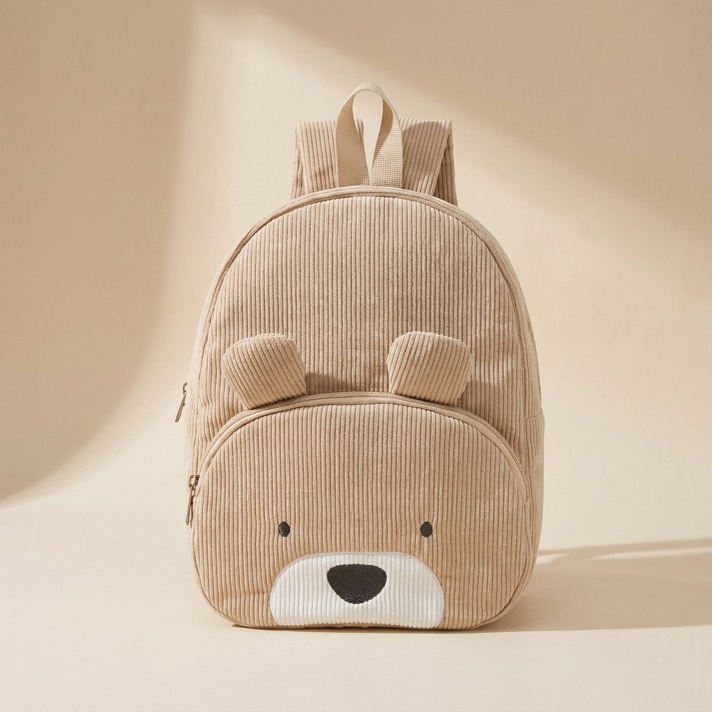 Corduroy animal-pattern backpack with a curved shoulder strap - view 5