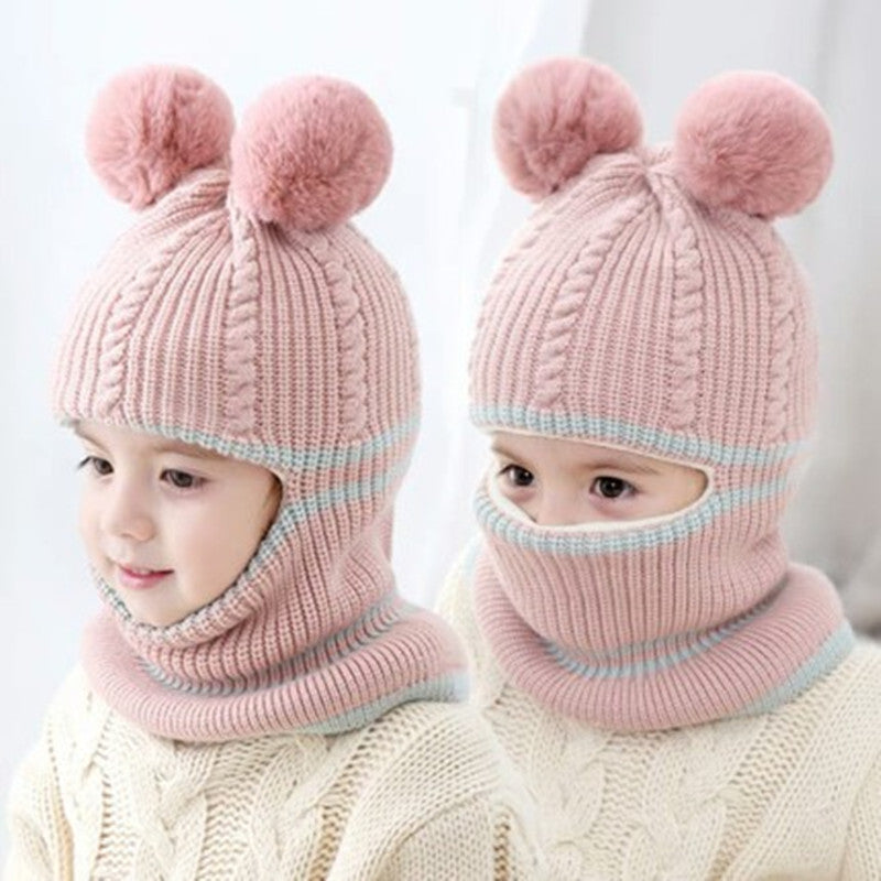 Children's Hat Autumn and Winter Windproof Ear Protection Neck Integrated Wool Hat Thickened Warm Face Protection Baby Hat for Boys and Girls - image 1