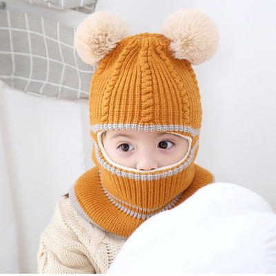 Children's Hat Autumn and Winter Windproof Ear Protection Neck Integrated Wool Hat Thickened Warm Face Protection Baby Hat for Boys and Girls - image 2