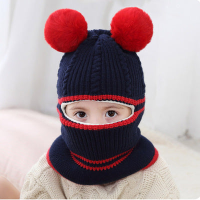 Children's Hat Autumn and Winter Windproof Ear Protection Neck Integrated Wool Hat Thickened Warm Face Protection Baby Hat for Boys and Girls - image 3