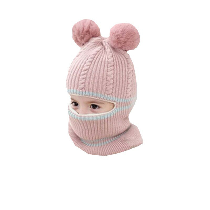 Children's Hat Autumn and Winter Windproof Ear Protection Neck Integrated Wool Hat Thickened Warm Face Protection Baby Hat for Boys and Girls - image 5