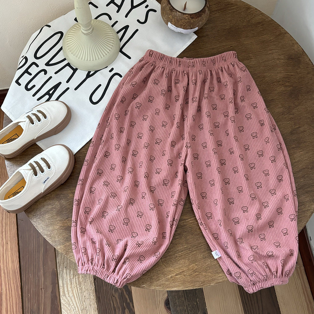 Children's New Sports Pants Corduroy Casual Pants Children's Pants Sweatpants Autumn Boys and Girls Loose Korean Harem Pants Trendy - image 2