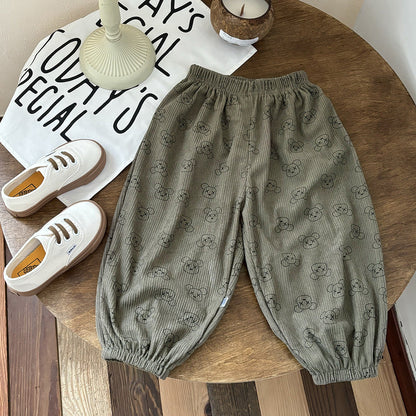 Children's New Sports Pants Corduroy Casual Pants Children's Pants Sweatpants Autumn Boys and Girls Loose Korean Harem Pants Trendy - image 4