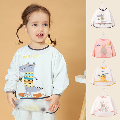 Children's Overalls Super Soft Waterproof Long-Sleeved Anti-Dressing Baby's Eating Clothes Apron Children's Bib Autumn and Winter Clothing with Rice - image 2
