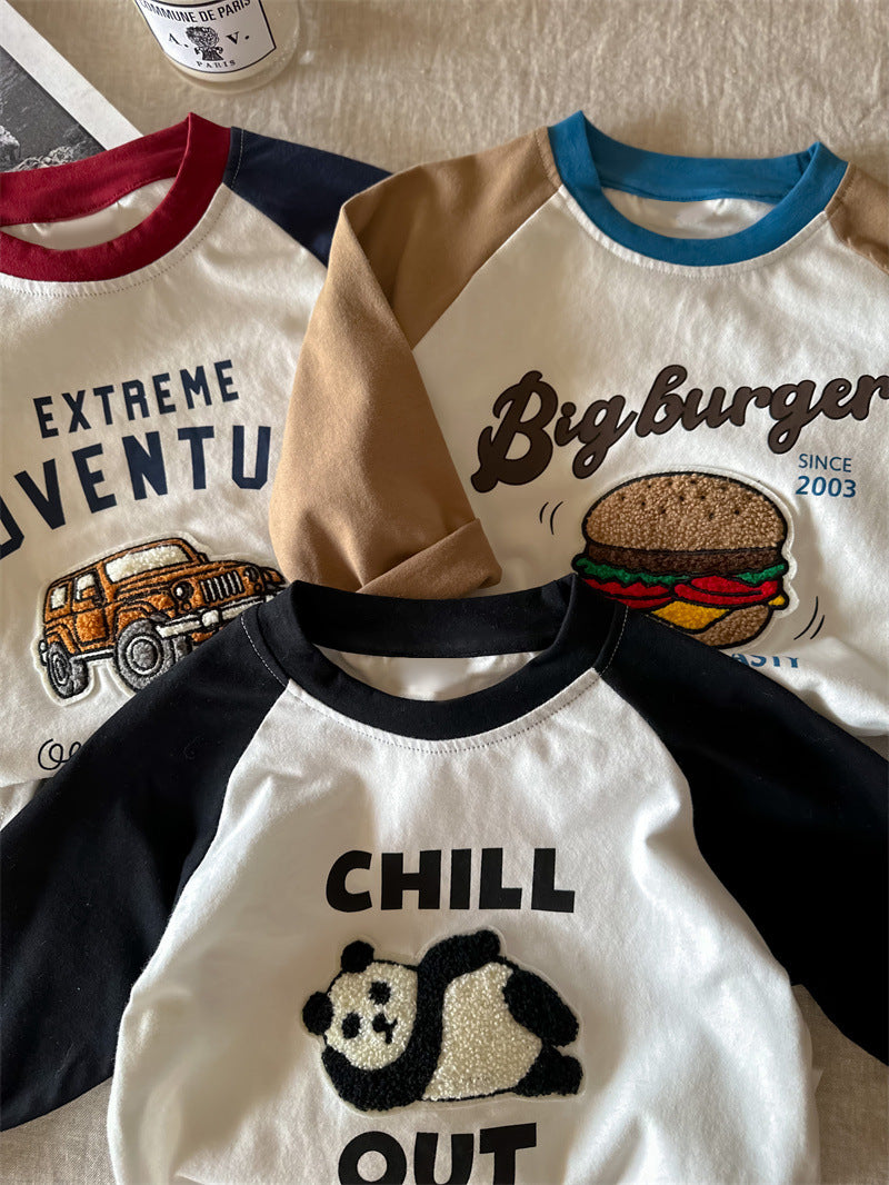 Wholesale Pure Cotton Children's T-Shirts Cartoon Long-Sleeved Autumn Boys' Round-Neck Tops Girls' Autumn Clothes Baby Spring and Autumn Children's Clothing - image 1