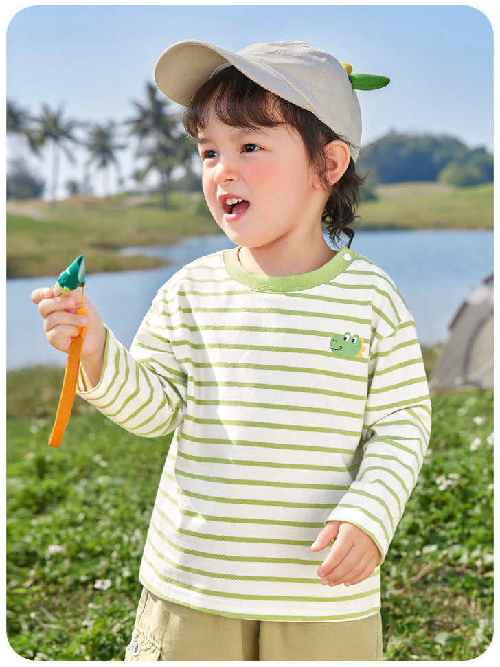 [Long-Sleeve T-Shirt Clearance] Kaka Panda Children's Autumn Clothing Boys' Base Shirt Autumn Girls' Baby Spring and Autumn Tops - image 3