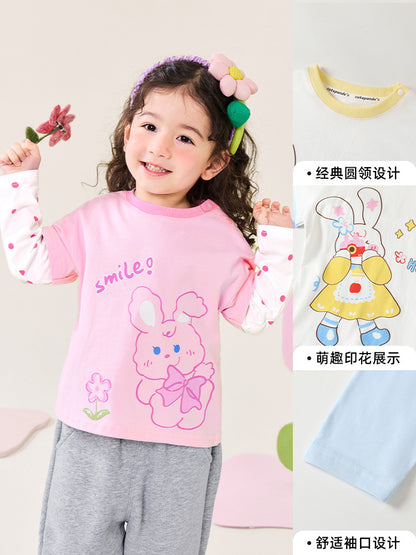 [Long-Sleeve T-Shirt Clearance] Kaka Panda Children's Autumn Clothing Boys' Base Shirt Autumn Girls' Baby Spring and Autumn Tops - image 5