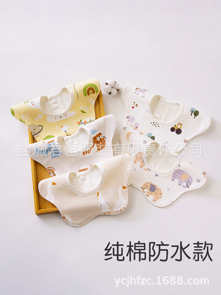 Autumn and winter bib baby saliva towel waterproof bib 360 rotatable pure cotton newborn petal type baby bib - image 1