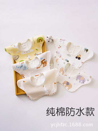Autumn and winter bib baby saliva towel waterproof bib 360 rotatable pure cotton newborn petal type baby bib - image 1