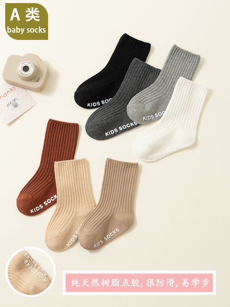 Newborn Infants and Toddlers Spring and Autumn Style A-Grade Cotton Baby Double-Needle Dotted Anti-Slip Loose-Mouth Floor Socks Cross-Border Wholesale 1 - image 3