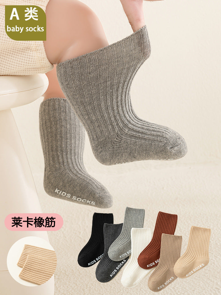 Newborn Infants and Toddlers Spring and Autumn Style A-Grade Cotton Baby Double-Needle Dotted Anti-Slip Loose-Mouth Floor Socks Cross-Border Wholesale 1 - image 4