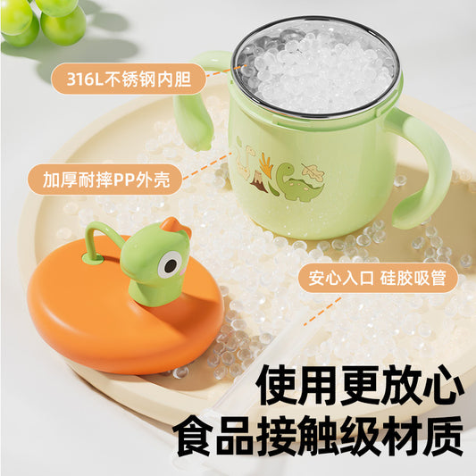 Children's Water Cup Baby Stainless Steel Drop-Resistant Learning Drinking Cup with Lid Home Baby Milk Cup with Lid Thermos Cup - image 2