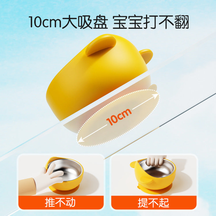 Cross-Border Popular Product: Little Bear Baby and Children's Silicone Dining Plate, Anti-Spill Feeding Bowl, Baby Feeding Utensils, Anti-Scald - image 3