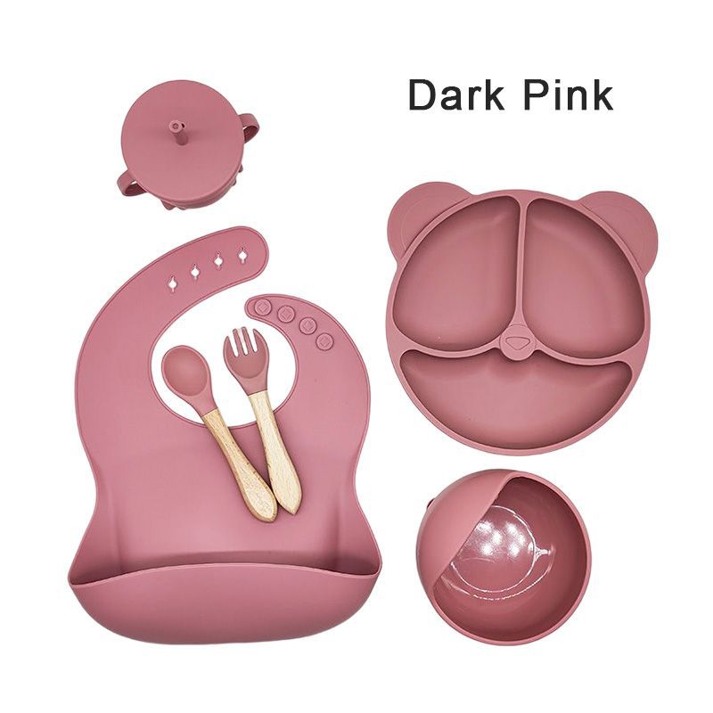 Silicone Baby Tableware Set 6-Piece Set Silicone Dinner Plate Suction Cup Silicone Kidsren's Dinner Plate Suction Cup Bowl Baby Supplies - image 3