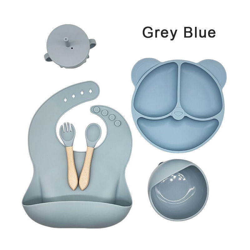 Silicone Baby Tableware Set 6-Piece Set Silicone Dinner Plate Suction Cup Silicone Kidsren's Dinner Plate Suction Cup Bowl Baby Supplies - image 4