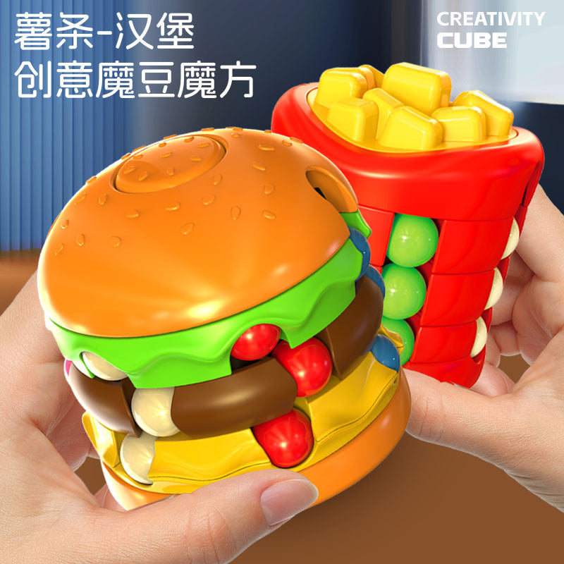 Children's Rubik's Cube Toy Hamburger Fries Magic Bean Stress Relief Fingertip Gyro Rotating Ball Rubik's Cube Puzzle Decompression Toy - image 2