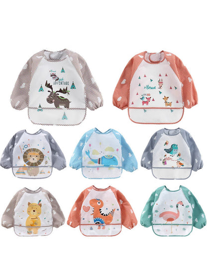 Clouds Wash-Free Infant Anti-Dressing Children's Long-Sleeved Overalls Men's and Women's Baby Dining Clothes Bib Bib Drawing Clothes - image 1