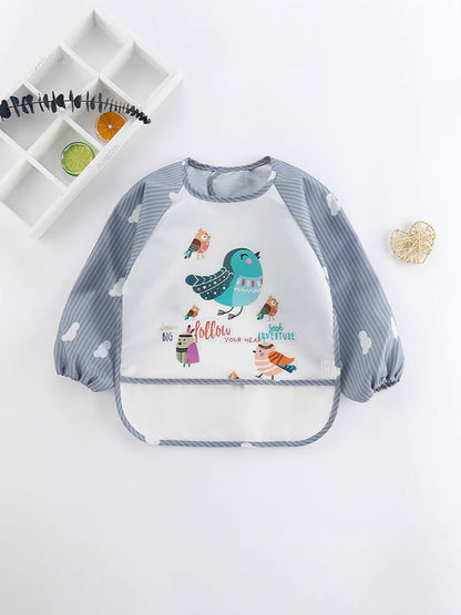 Clouds Wash-Free Infant Anti-Dressing Children's Long-Sleeved Overalls Men's and Women's Baby Dining Clothes Bib Bib Drawing Clothes - image 2
