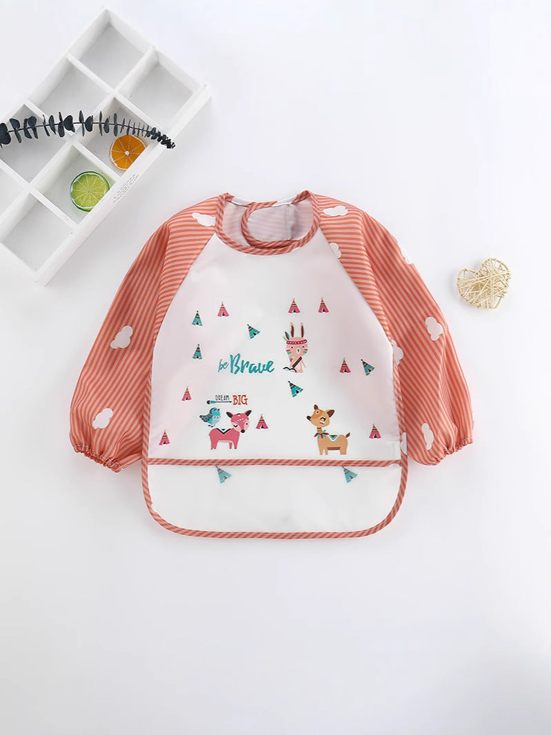 Clouds Wash-Free Infant Anti-Dressing Children's Long-Sleeved Overalls Men's and Women's Baby Dining Clothes Bib Bib Drawing Clothes - image 3