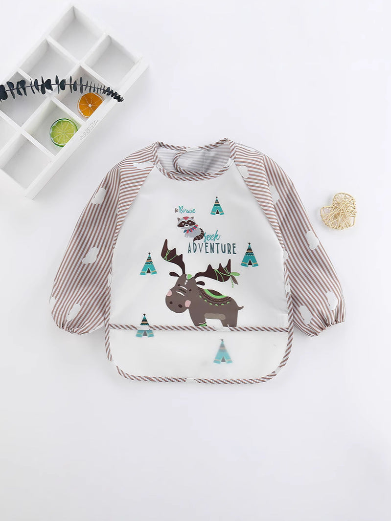 Clouds Wash-Free Infant Anti-Dressing Children's Long-Sleeved Overalls Men's and Women's Baby Dining Clothes Bib Bib Drawing Clothes - image 4