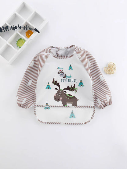 Clouds Wash-Free Infant Anti-Dressing Children's Long-Sleeved Overalls Men's and Women's Baby Dining Clothes Bib Bib Drawing Clothes - image 4