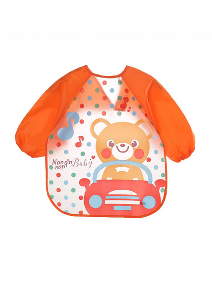 PEVA Baby Printed Anti-Dressing Children's Cartoon Overalls Baby's Wash-Free Long-Sleeved Rice Clothes Bib Pocket Painting Clothes - image 1