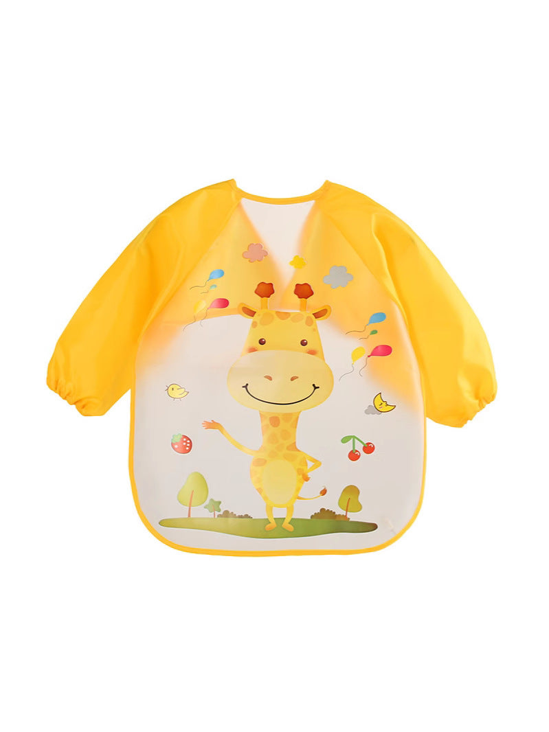 PEVA Baby Printed Anti-Dressing Children's Cartoon Overalls Baby's Wash-Free Long-Sleeved Rice Clothes Bib Pocket Painting Clothes - image 2