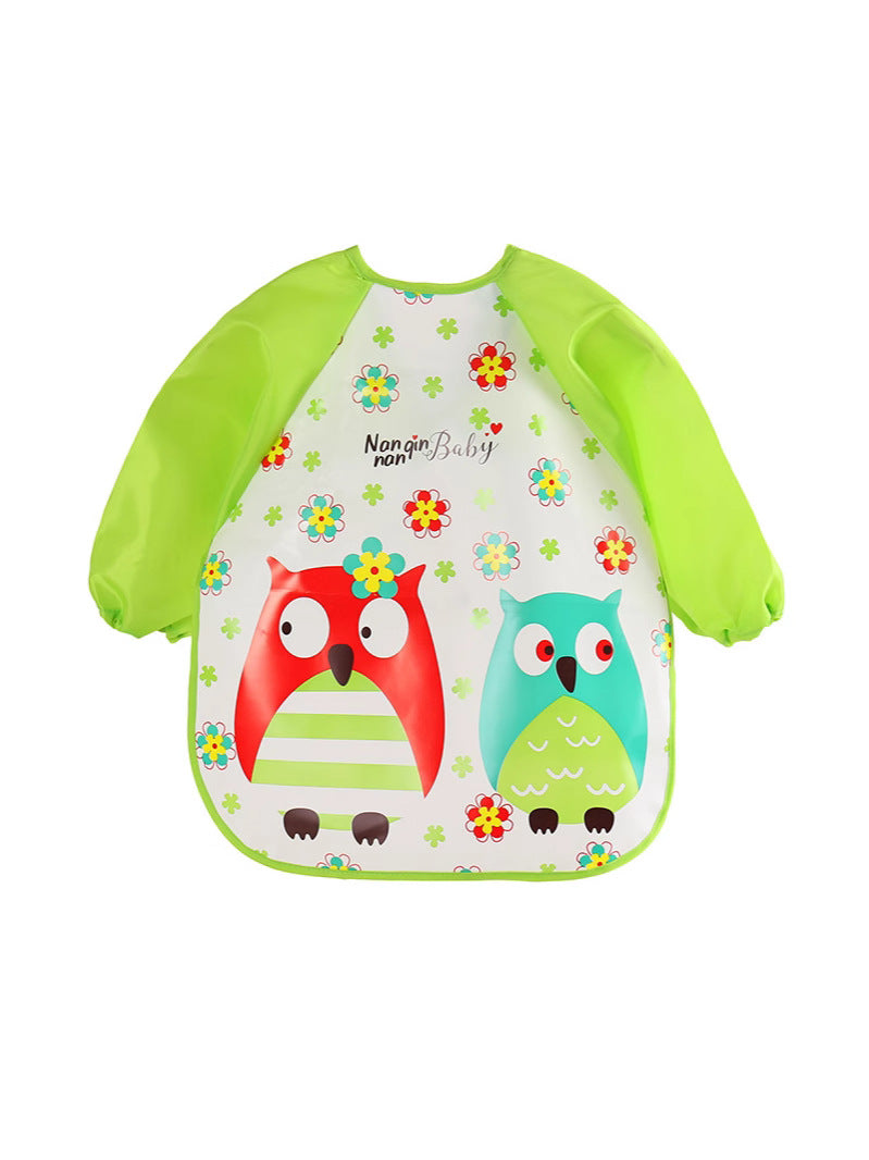PEVA Baby Printed Anti-Dressing Children's Cartoon Overalls Baby's Wash-Free Long-Sleeved Rice Clothes Bib Pocket Painting Clothes - image 3
