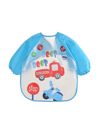 PEVA Baby Printed Anti-Dressing Children's Cartoon Overalls Baby's Wash-Free Long-Sleeved Rice Clothes Bib Pocket Painting Clothes - image 4