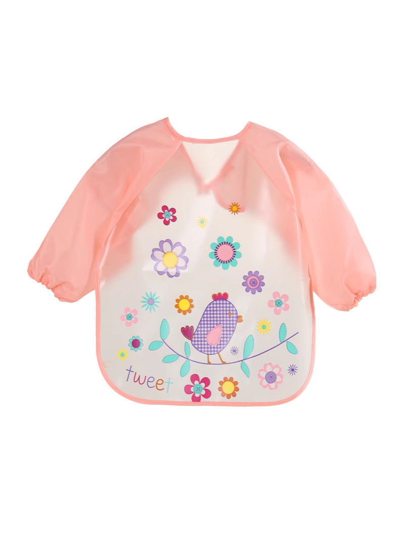 PEVA Baby Printed Anti-Dressing Children's Cartoon Overalls Baby's Wash-Free Long-Sleeved Rice Clothes Bib Pocket Painting Clothes - image 5